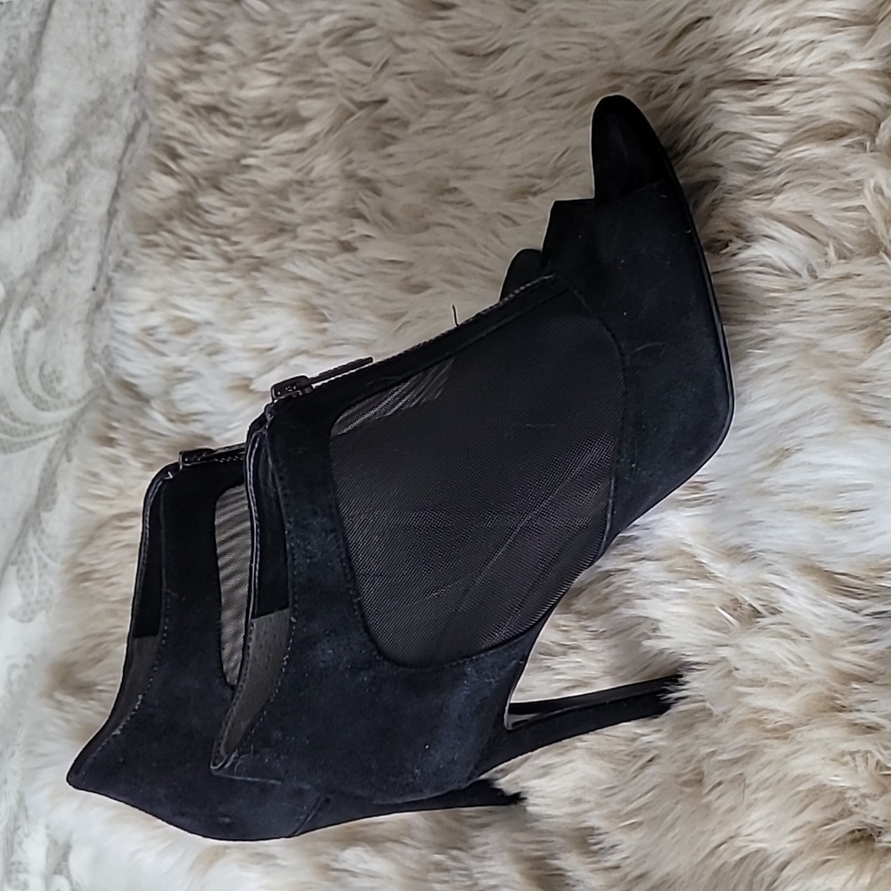 Guess Suede And Mesh Open Toe Zippered Heels - image 4